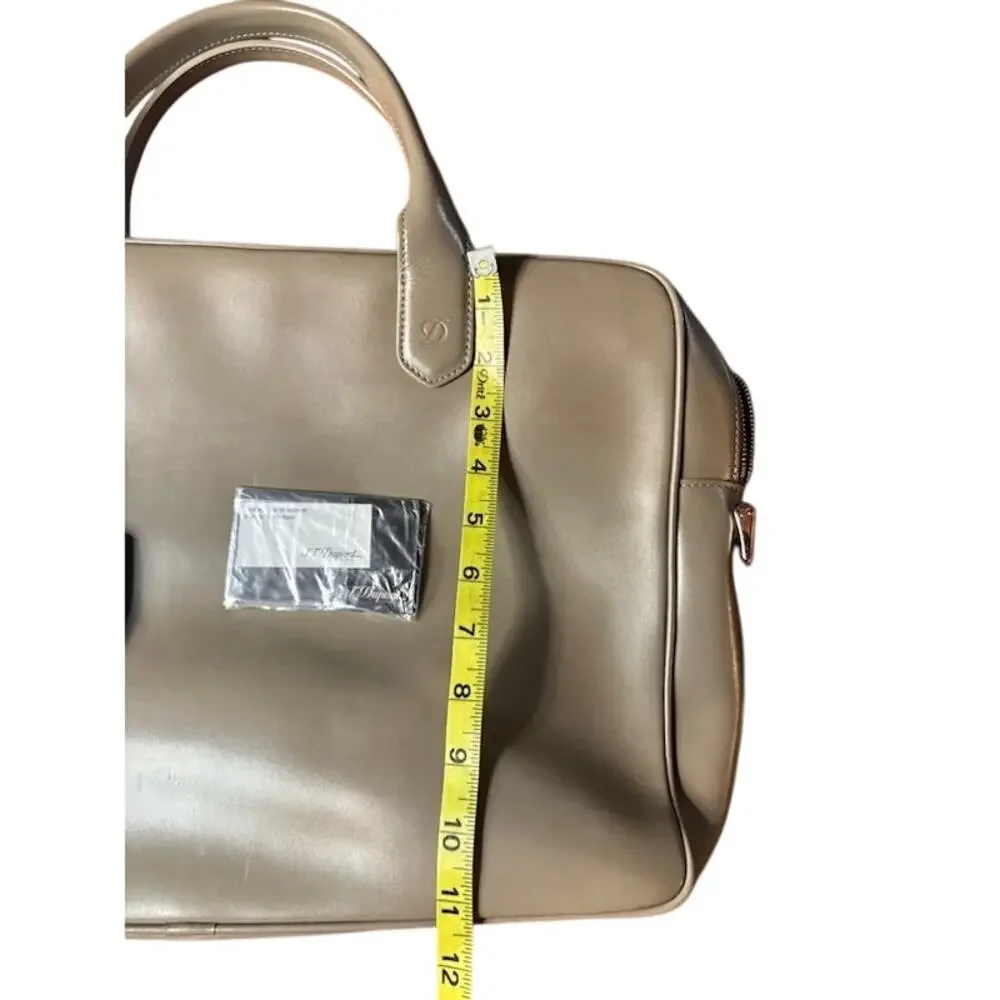 S.T. Dupont Laptop Briefcase Bag Unisex Line D Document Case Brown Leather Zip